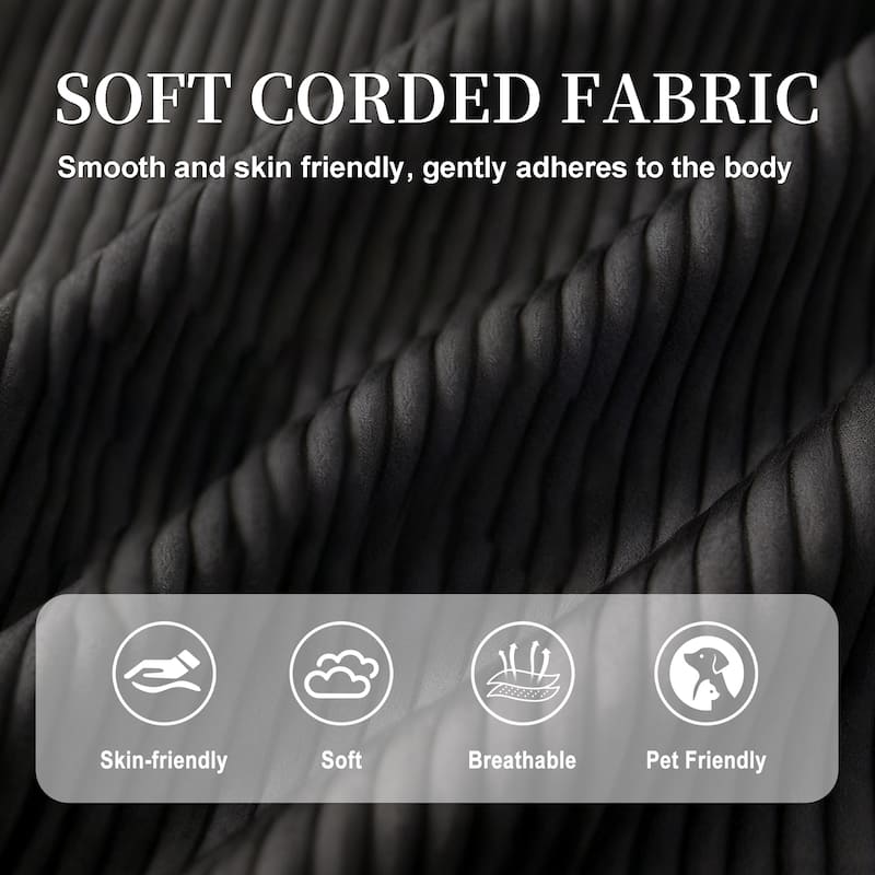 113" L Shaped Sectional Sofa, Deep Seat Cloud Couch with Ottoman, Oversized Corduroy Couch with Cup Holders, Storage Bags