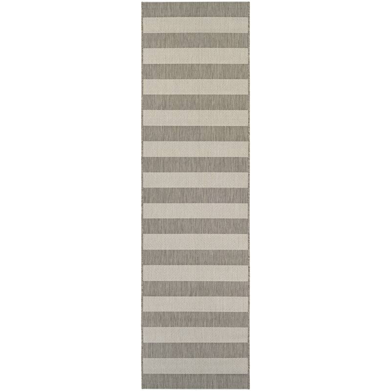 Couristan Afuera Yacht Club Indoor Outdoor Area Rug - 2'2" x 11'9" Runner - Tan/Ivory
