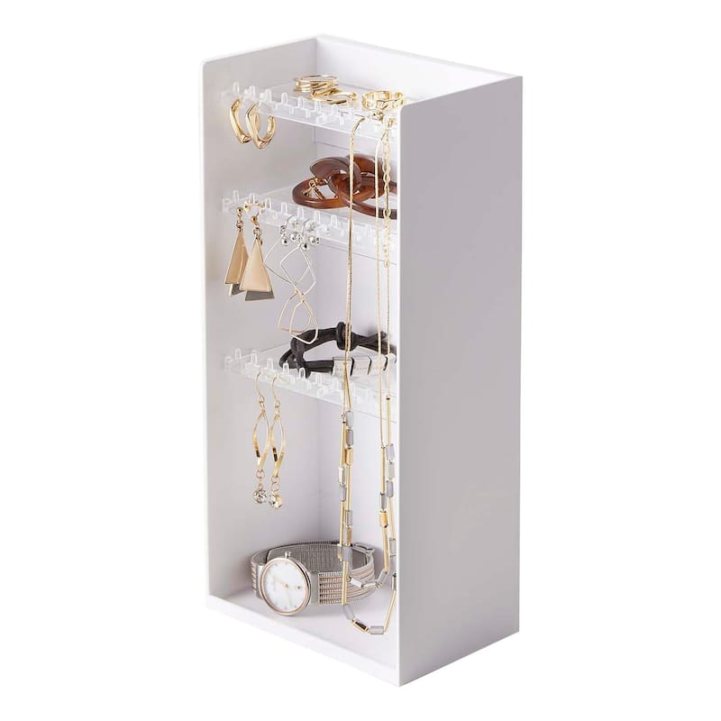 Yamazaki Home Jewelry Organizer, ABS Plastic, Holds 1.98 lbs, Adjustable - L 3 x W 4.7 x H 9.8 inches
