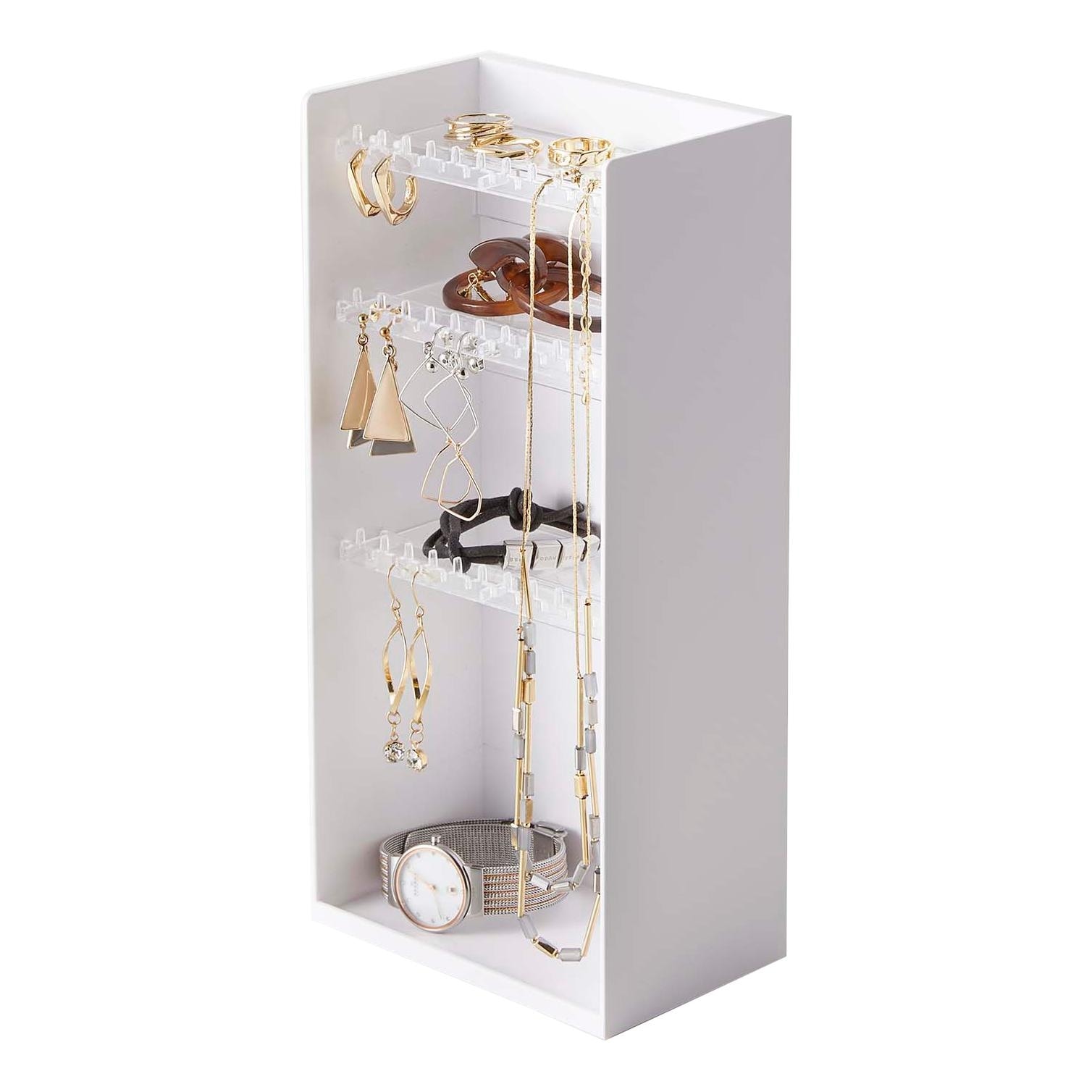 Yamazaki Home Jewelry Organizer, ABS Plastic, Holds 1.98 lbs, Adjustable - L 3 x W 4.7 x H 9.8 inches