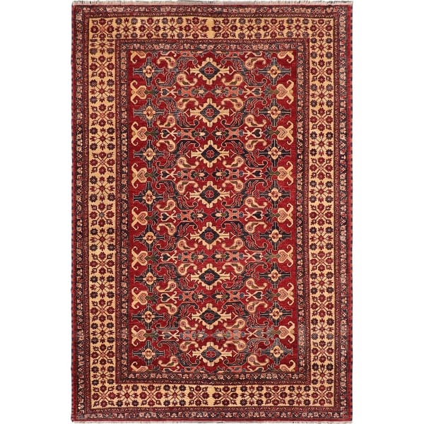 slide 2 of 8, Caucasian Super Kazak Raiden Red/Beige Hand Knotted Wool Rug - 7'8'' x 11'2''