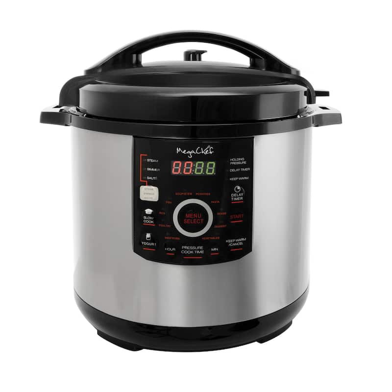 Megachef Digital Pressure Cooker with 12 Quart Capacity- 15 Presets and Glass Lid