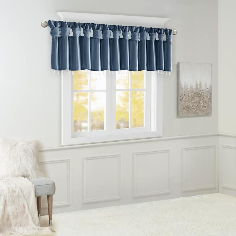 Madison Park Natalie Lightweight Faux Silk Valance with Beads - 50x26"