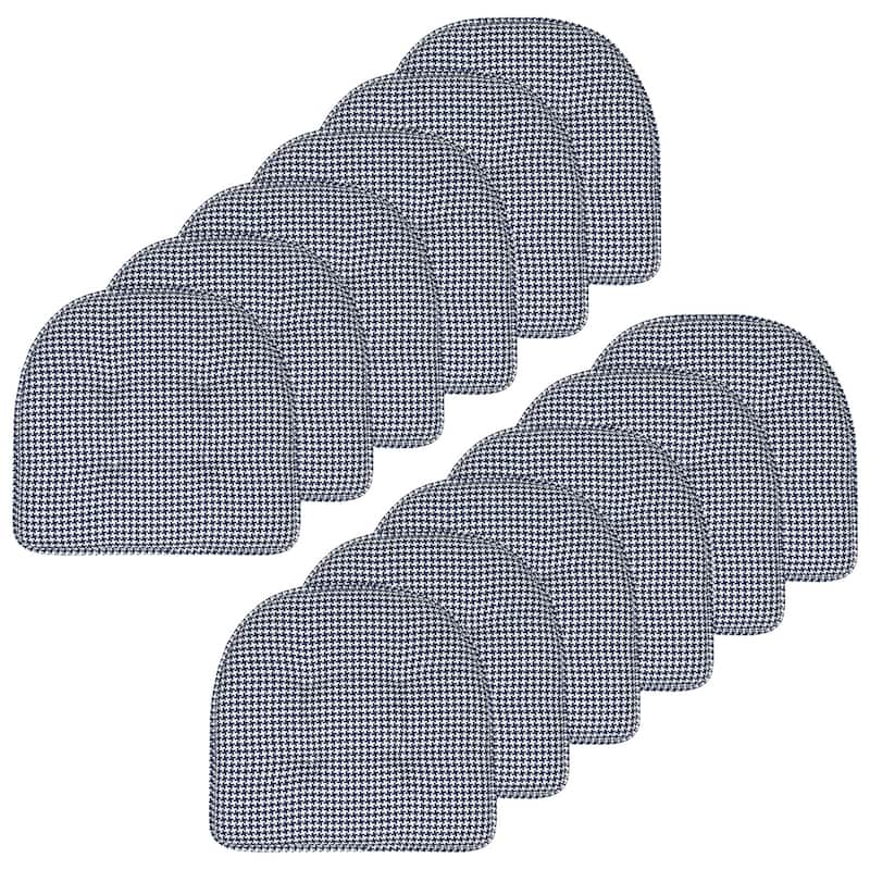 Sweet Home Collection Houndstooth Stitch U-Shaped Memory Foam Chair Cushions 17" x 16" - Set of 12 - Navy