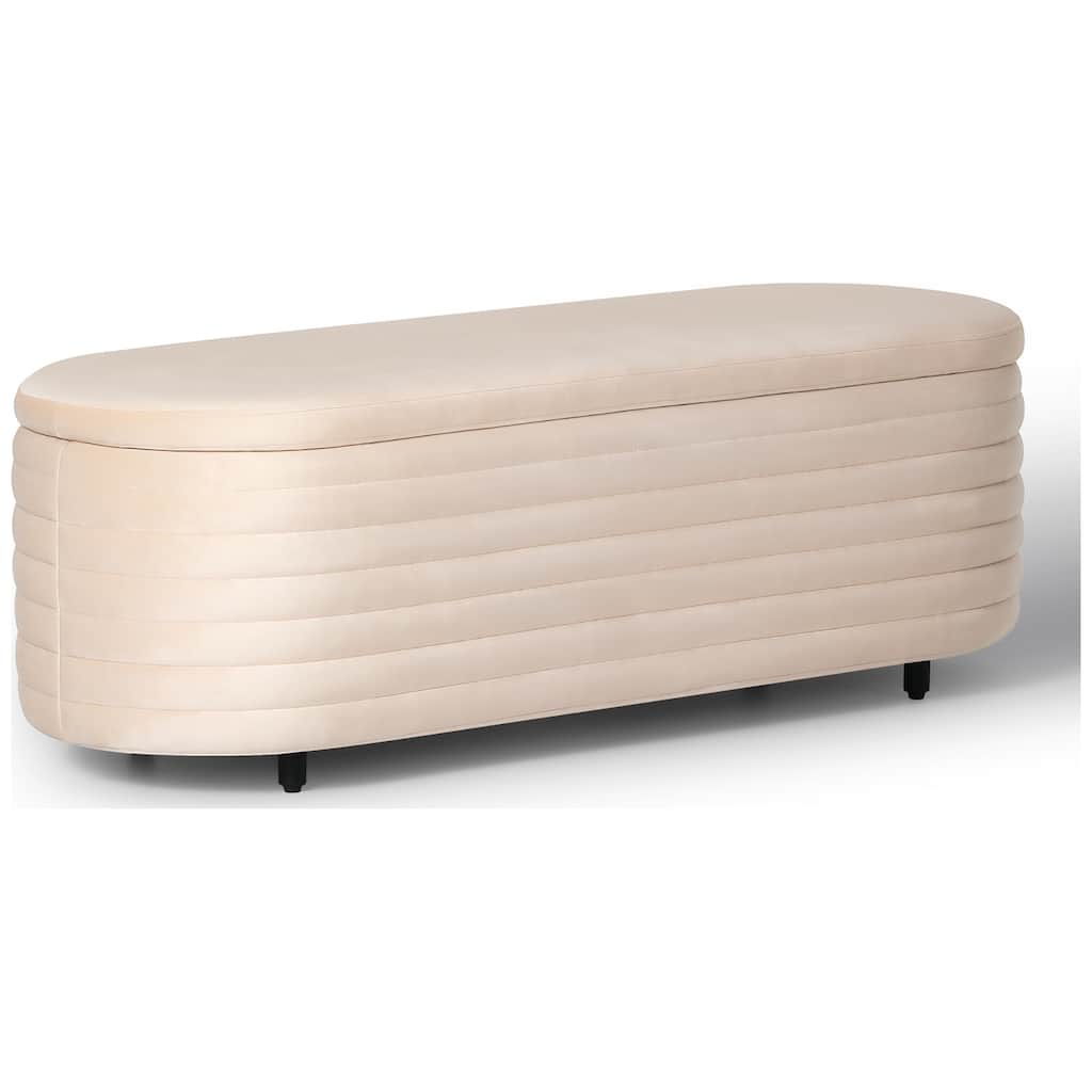 Farrah Velvet Polyester Flip Top Storage Ottoman - 54"