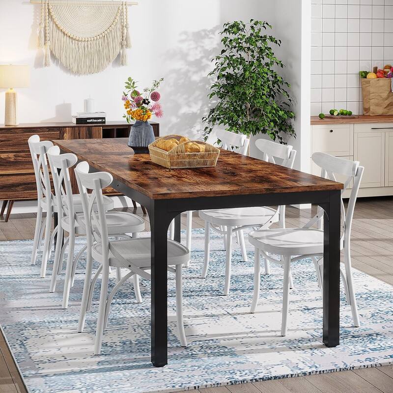 78.7" Rectangle Wood Dining Table, Long Kitchen Table for Living/Dining Room