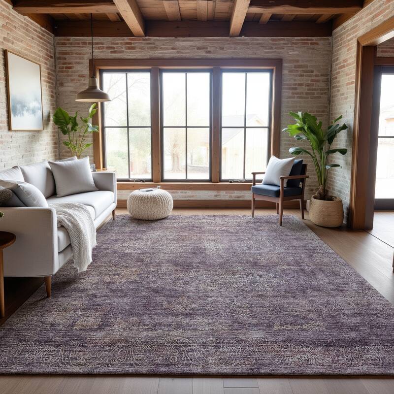 Premium Washable Super Soft Distressed Farmhouse Mayfield Rug - Plum - 10' x 14'