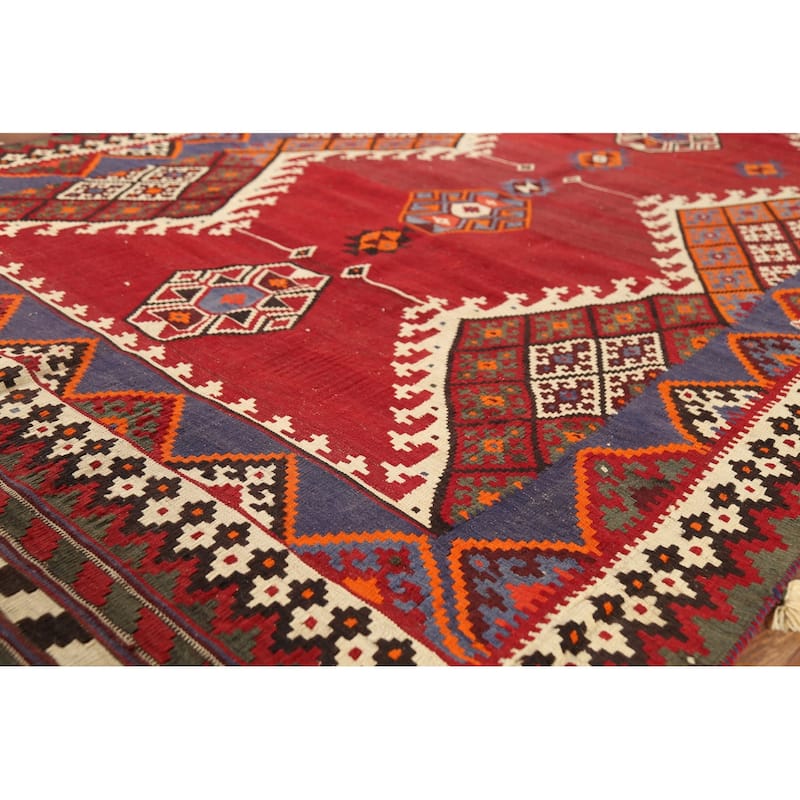 Kilim Qashqai Persian Vintage Rug Hand-Knotted Bedroom Wool Carpet - 5'6"x 9'8"