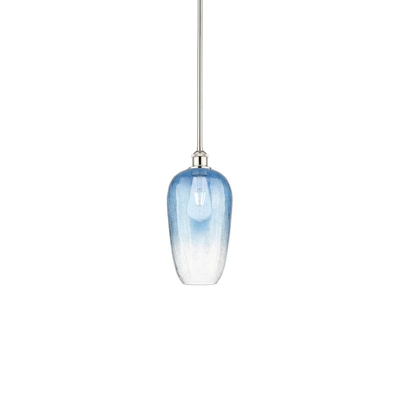 Innovations Lighting 616-1S-15-7 Brookhaven Flute Pendant Brookhaven - Polished Nickel / Sapphire Blue