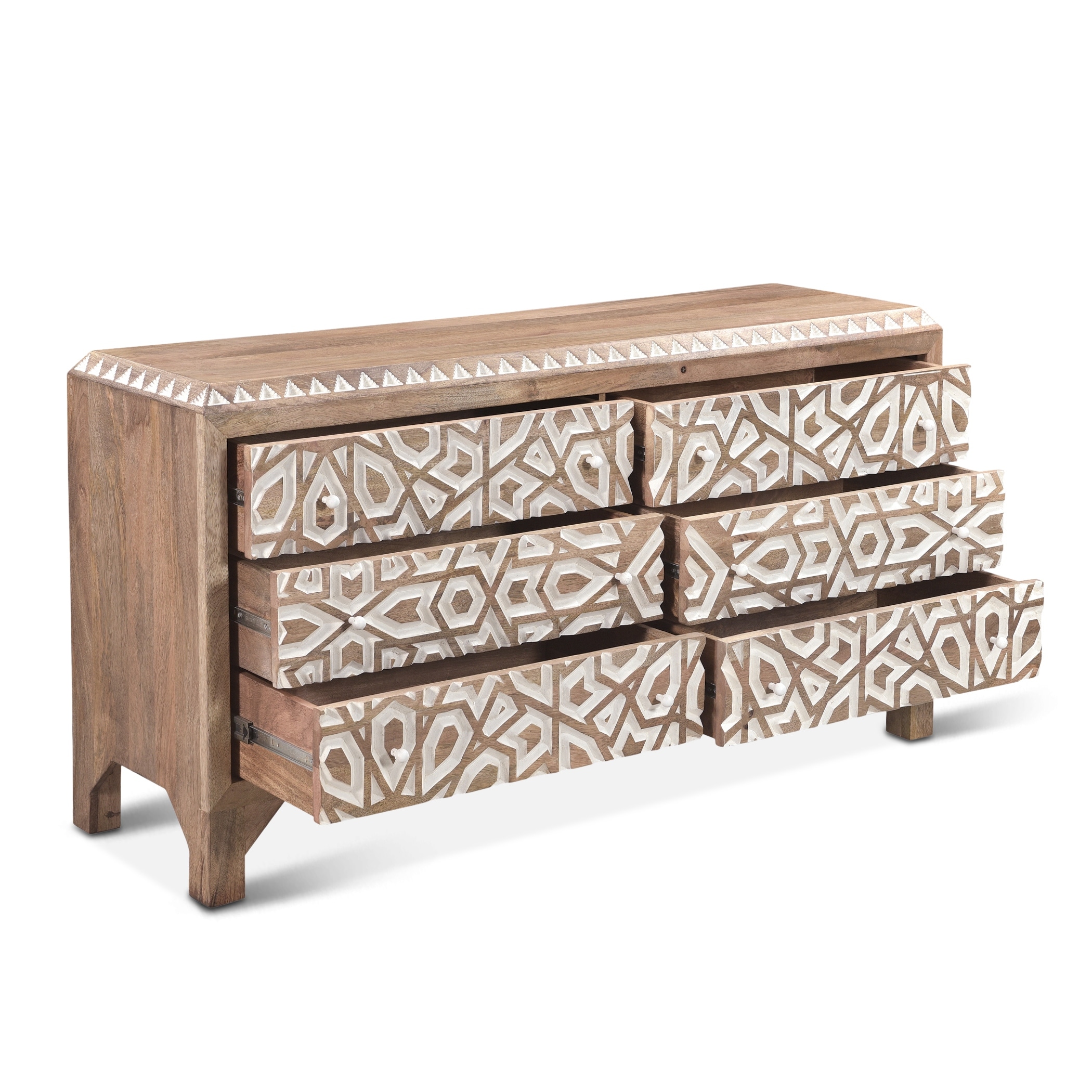 Haveli Geometric Carved Dresser