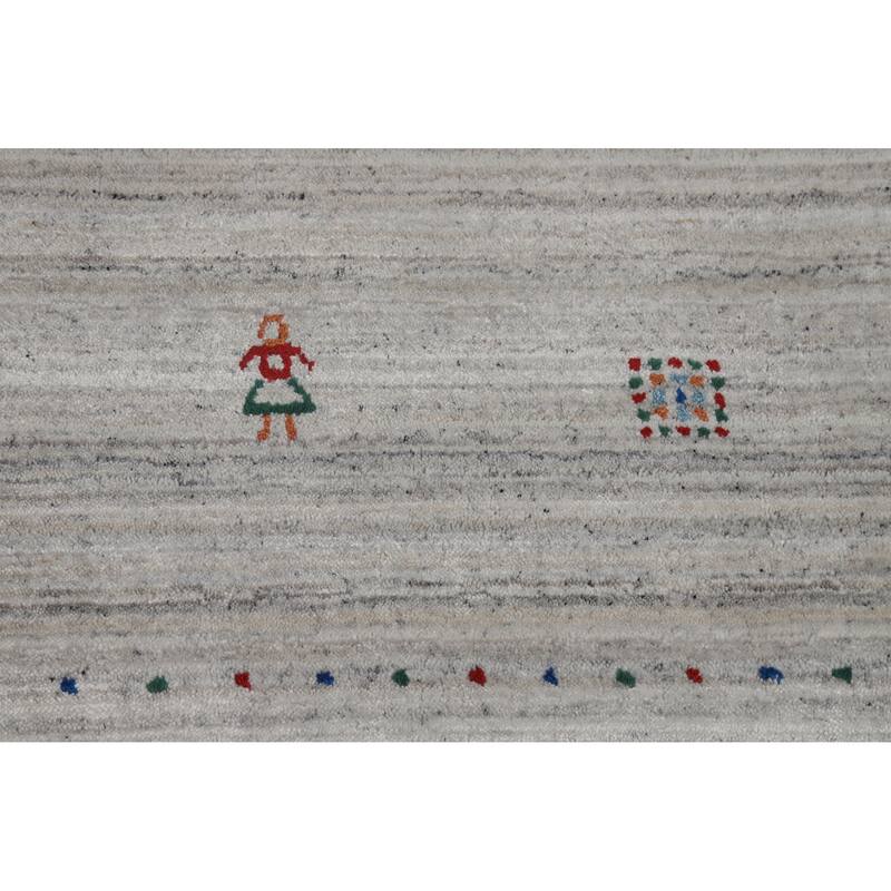 Hand Knotted Oriental 100% Wool Carpet Tribal Stripe Beige & Ivories Gabbeh Area Rug - 9' 3'' X 6' 2''