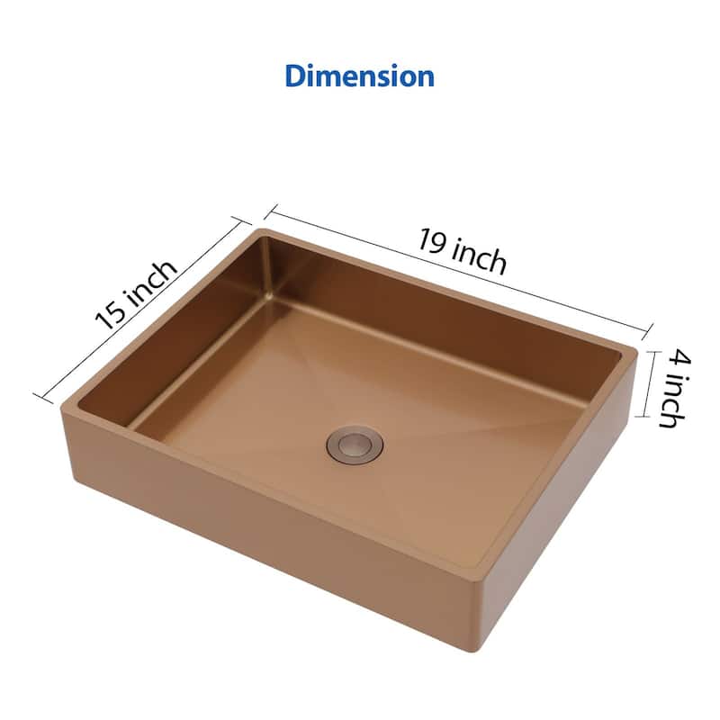 19x15 in. Bathroom Vessel Sink Vanity Wash Basin in Stainless Steel