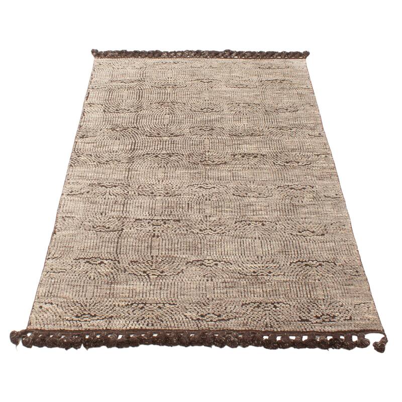 ECARPETGALLERY Hand-knotted Tangier Taupe Wool Rug - 5'0 x 7'10