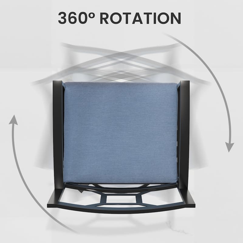 Outdoor Premium All-Aluminum Bar Height Bar Stools with Sunbrella Cushions