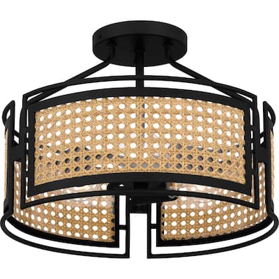 Priya 3-Light Matte Black Semi-Flush Mount
