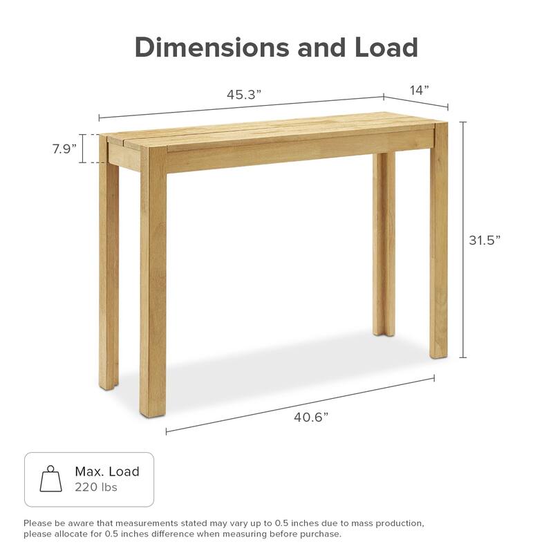 Mopio Logan 45" Solid Wood Console Table, Entryway Table, Sofa Table behind the Couch, Farmhouse Console Table for Living Room