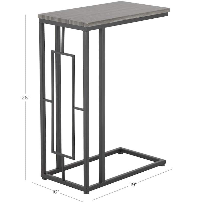 Metal C-Shaped Accent Table with Black Metal Base - Roche River Decor