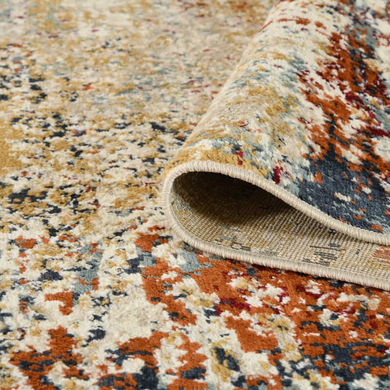 Alurea Bastia Orange Abstract Area Rug