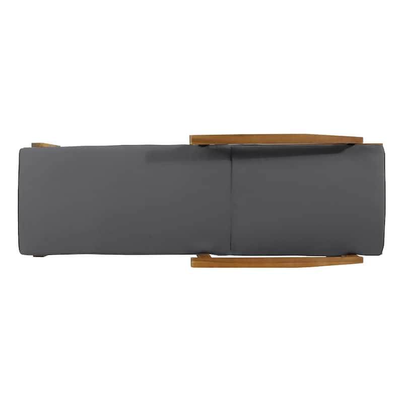Outdoor solid wood frame chaise lounge with rollers and cushions