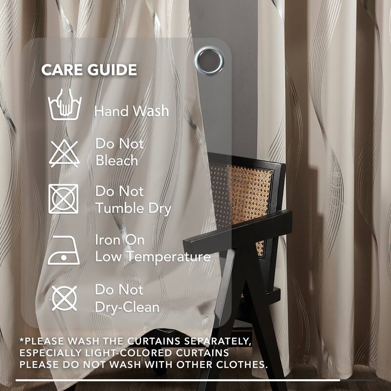 Deconovo Back Tab Rod Pocket Silver Wave Curtains(2 Panel)