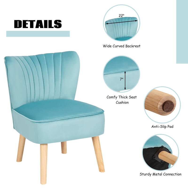Costway Leisure Chair and Ottoman Thick Padded Velvet Tufted Sofa Set