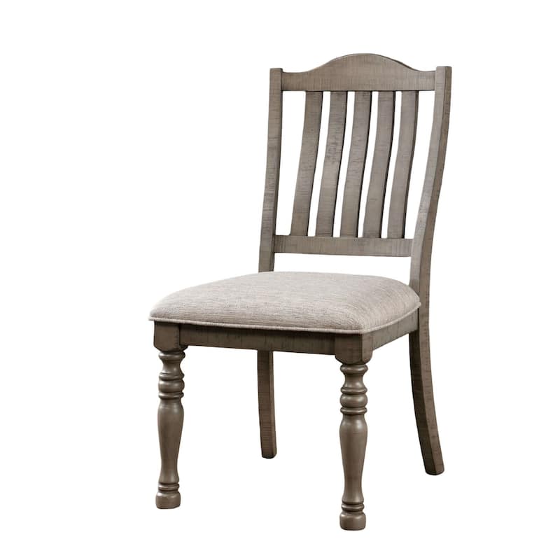 Transitional Style 2pcs Side Chairs Antique Gray Solid wood Gray Fabric Dining Room Furniture Chair Turned Legs - Grey