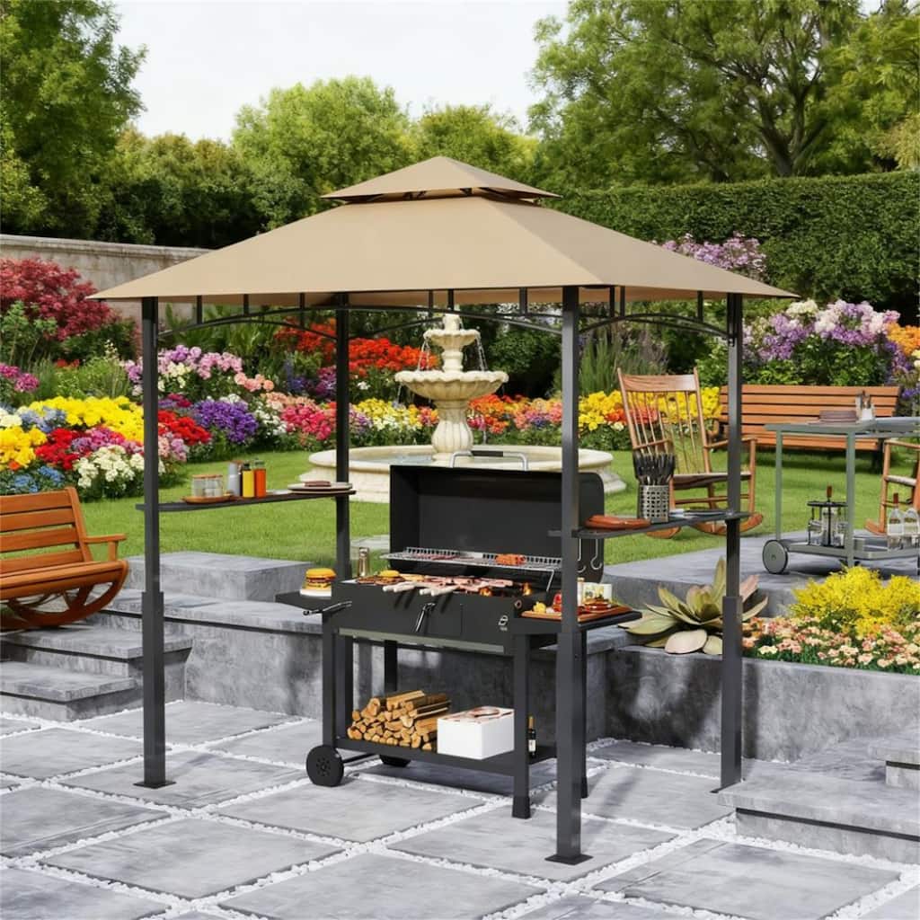 8' x 5' Outdoor Grill Gazebo Shelte in Dark Brown