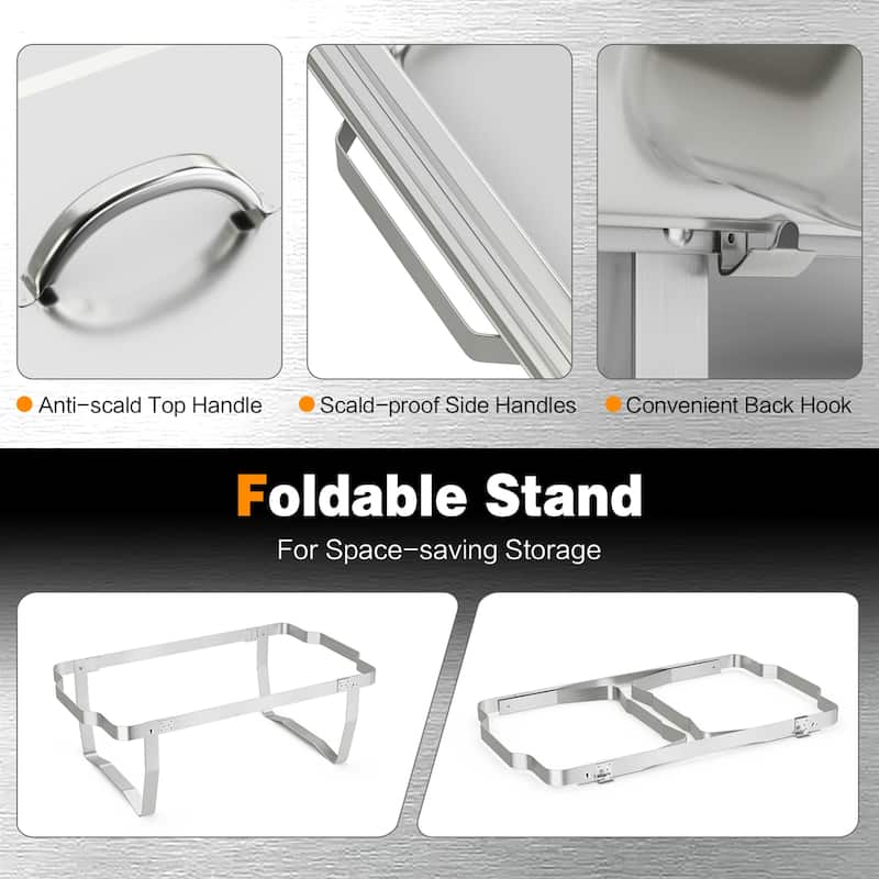Set 2/4 Chafing Dish Buffet Packs 9 QT Steel Chafers with Food Pans