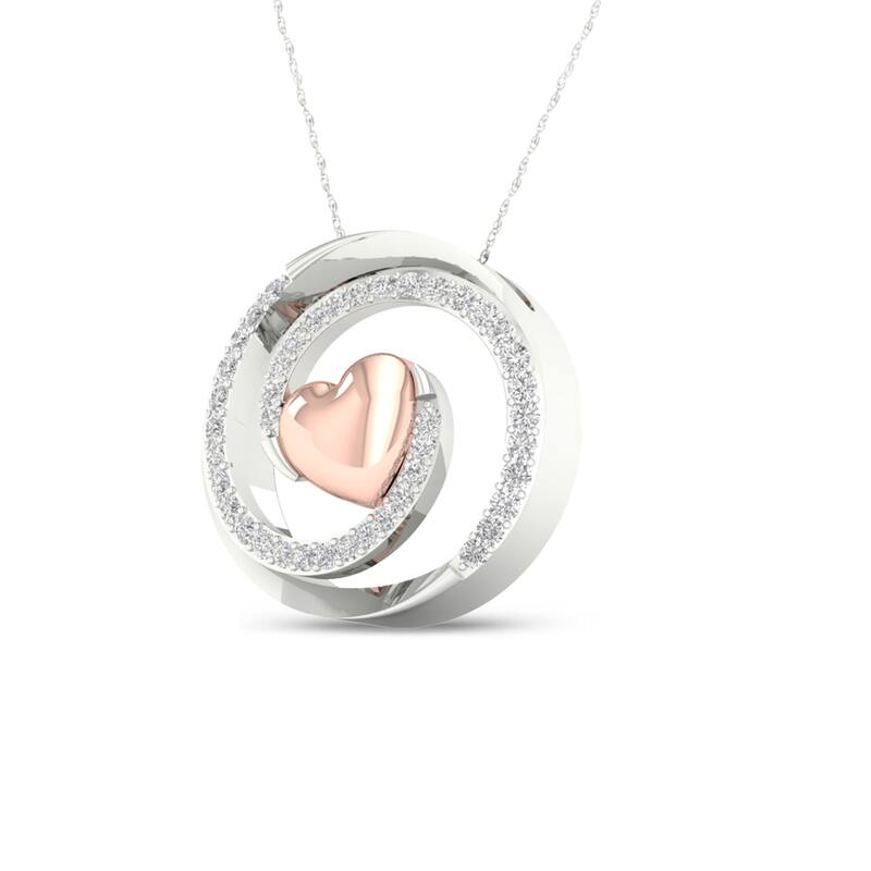 1/8ct TDW Diamond Swirl Heart Pendant in Silver for Women