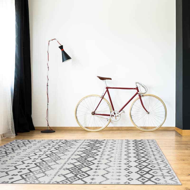 Beverly Rug Modern Bohemian Trellis Indoor Area Rug with Jute Backing for Living Room, Kitchen, Bedroom