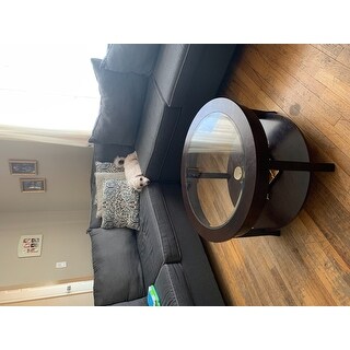 Shop Bianco Collection Espresso 30-inch Round Glass Top ...