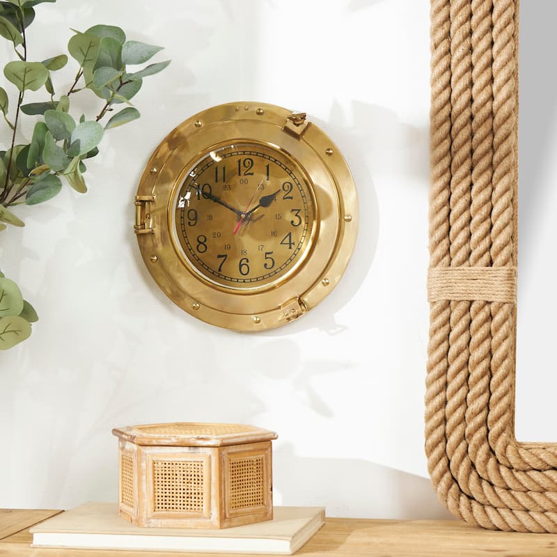 Gold Metal Small Port Hole Nautical Wall Clock - On Sale - Bed Bath &  Beyond - 38285197