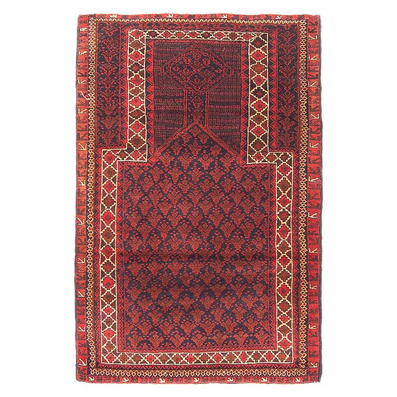 Teimani Burgundy Rug 3'1" x 4'8" - 3'1 x 4'8 - Burgundy - 3'1 x 4'8