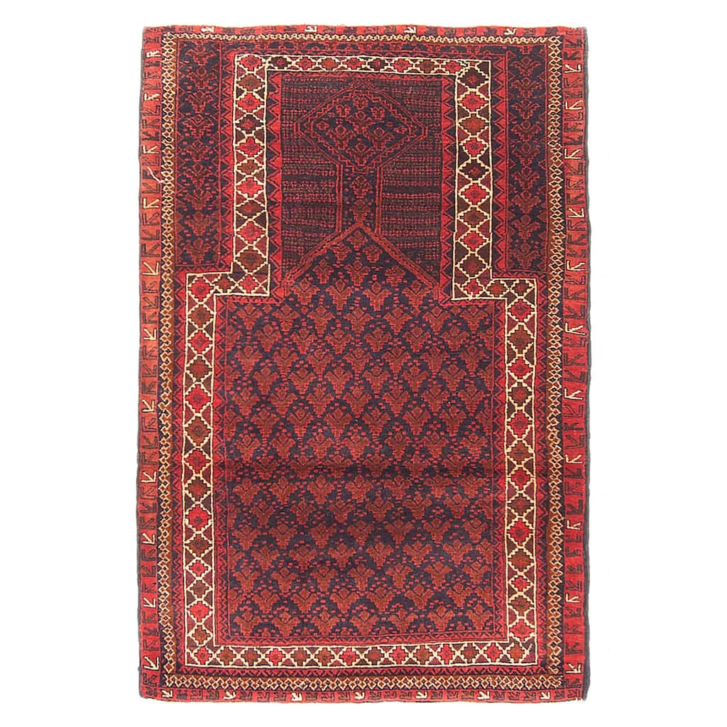 Teimani Burgundy Rug 3'1" x 4'8" - 3'1 x 4'8