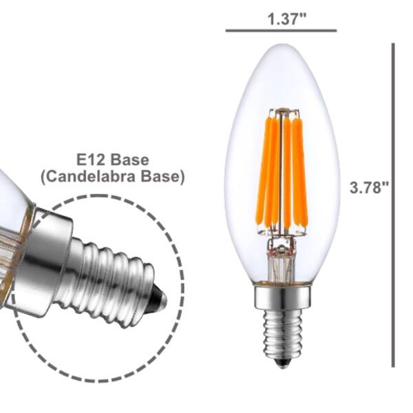 Dimmable Led Light Bulbs, 4w, 2700k, E12 Candelabra Warm White 6 Pack ...