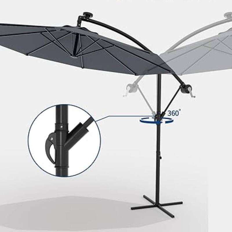 10FT Offset Fade Resistant Umbrella with Cross Base