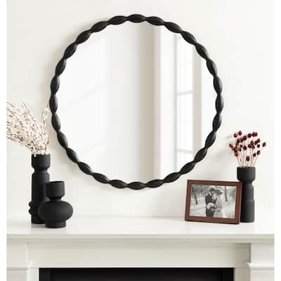 Kate and Laurel Perlina Round Cast Metal Mirror - 26x26