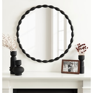 Kate and Laurel Perlina Round Cast Metal Mirror
