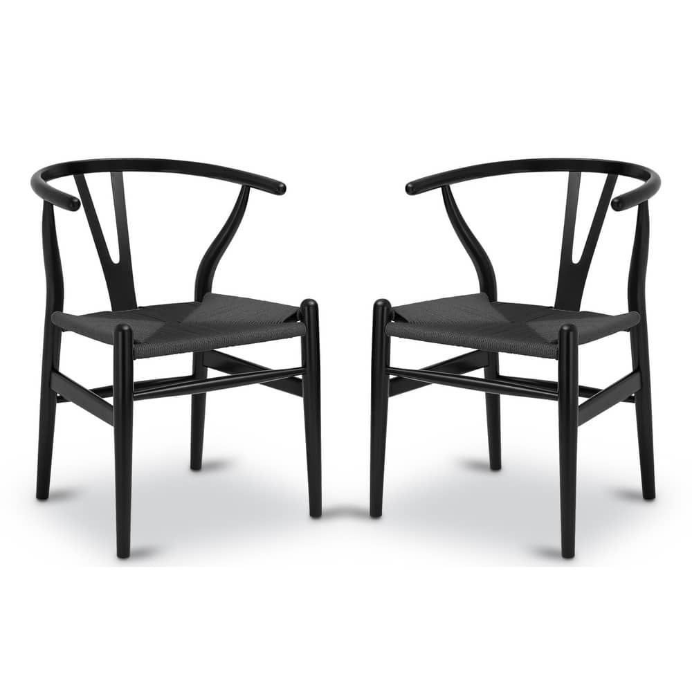 Poly & Bark Weave Chairs - Solid Wood Frame (Set of 2)