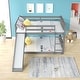 preview thumbnail 16 of 16, Grey Full over Full Wood Bunk Bed with Slide & Ladder