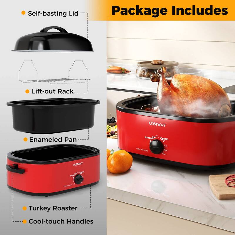Costway 18 QT Electric Roaster Oven with Self-Basting Lid, Removable - See Details