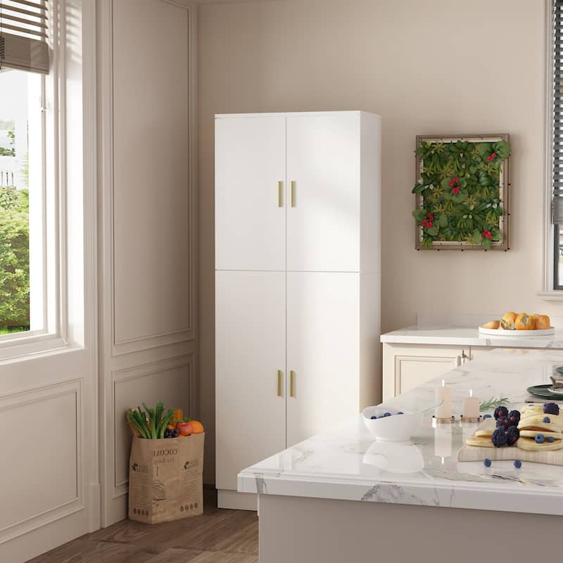 Kitchen Pantry Cupboard, Storage Cabinet w/ Adjustable Shelves