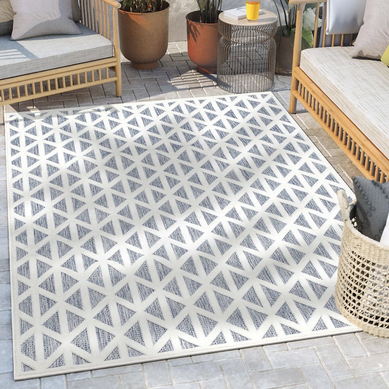 Well Woven Sila Ciel Modern Geometric Indoor Outdoor Area Rug
