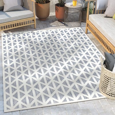 Well Woven Sila Ciel Modern Geometric Indoor Outdoor Area Rug