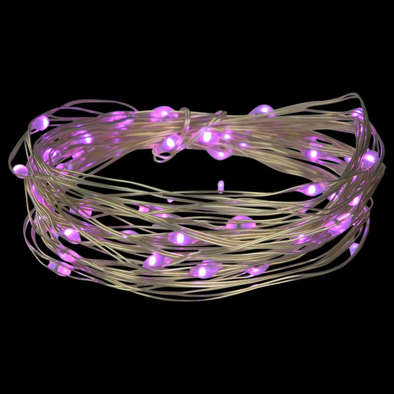50-Count Purple LED Micro Fairy Christmas Lights - 16ft, Copper Wire