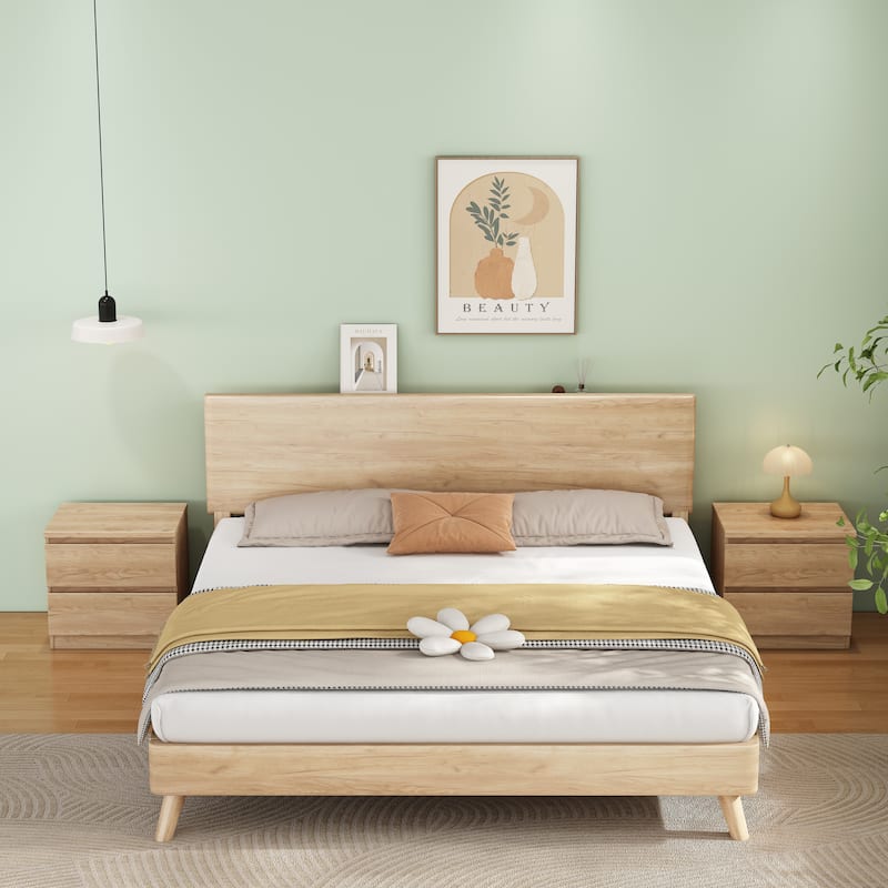 19.7"Nightstand with 2 Drawers, Beside Table with Drawers Handle Free Design,Thickened Top Plate, for Bedroom,Living Room