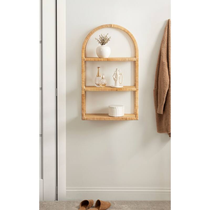 Kate and Laurel Rahmati Rattan Wall Shelf