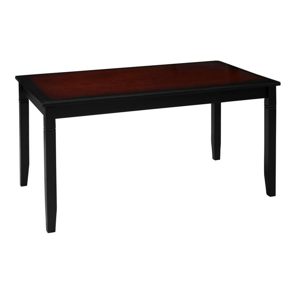 Rectangular Shape Wooden Coffee Table with Chamfered Legs, Cherry Brown