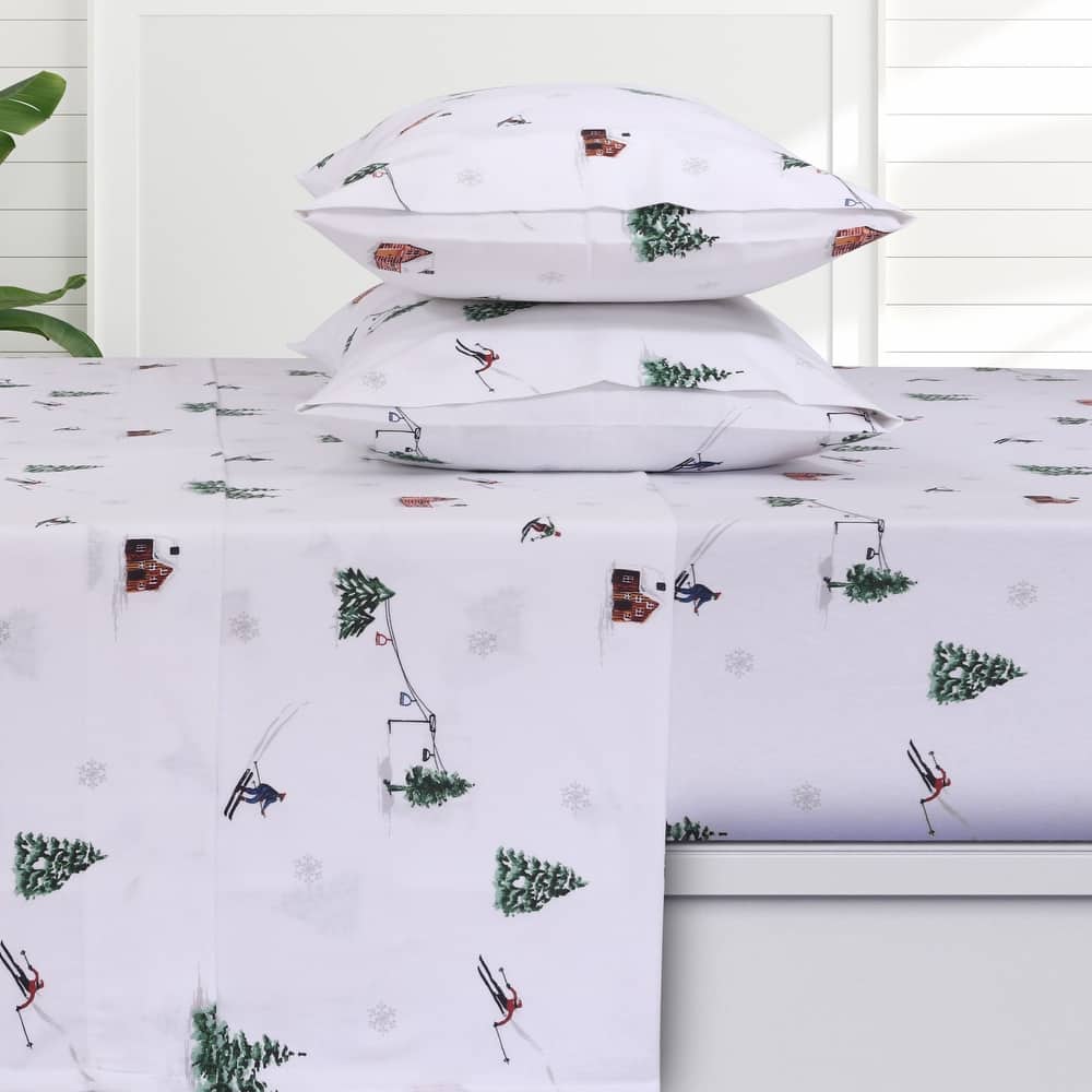 Azores Home 170-GSM Cotton Flannel Printed or Solid Extra Deep Pocket Sheet Set
