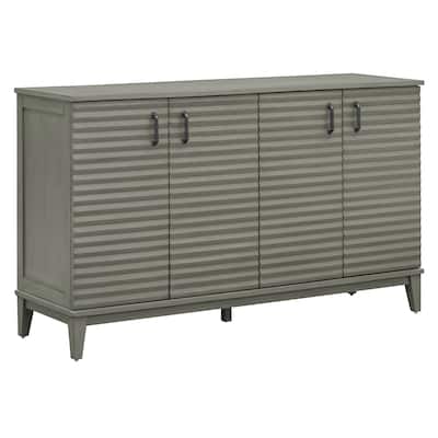 Antique Grey Retro Striped Adjustable Sideboard w/ Metal Handles